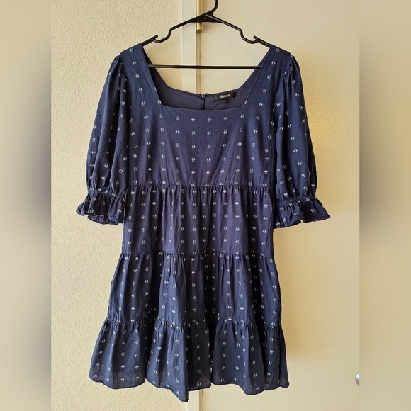 Madewell Square-Neck Puff Sleeve Babydoll Dress Woman Size 4 - Picture 6 of 16
